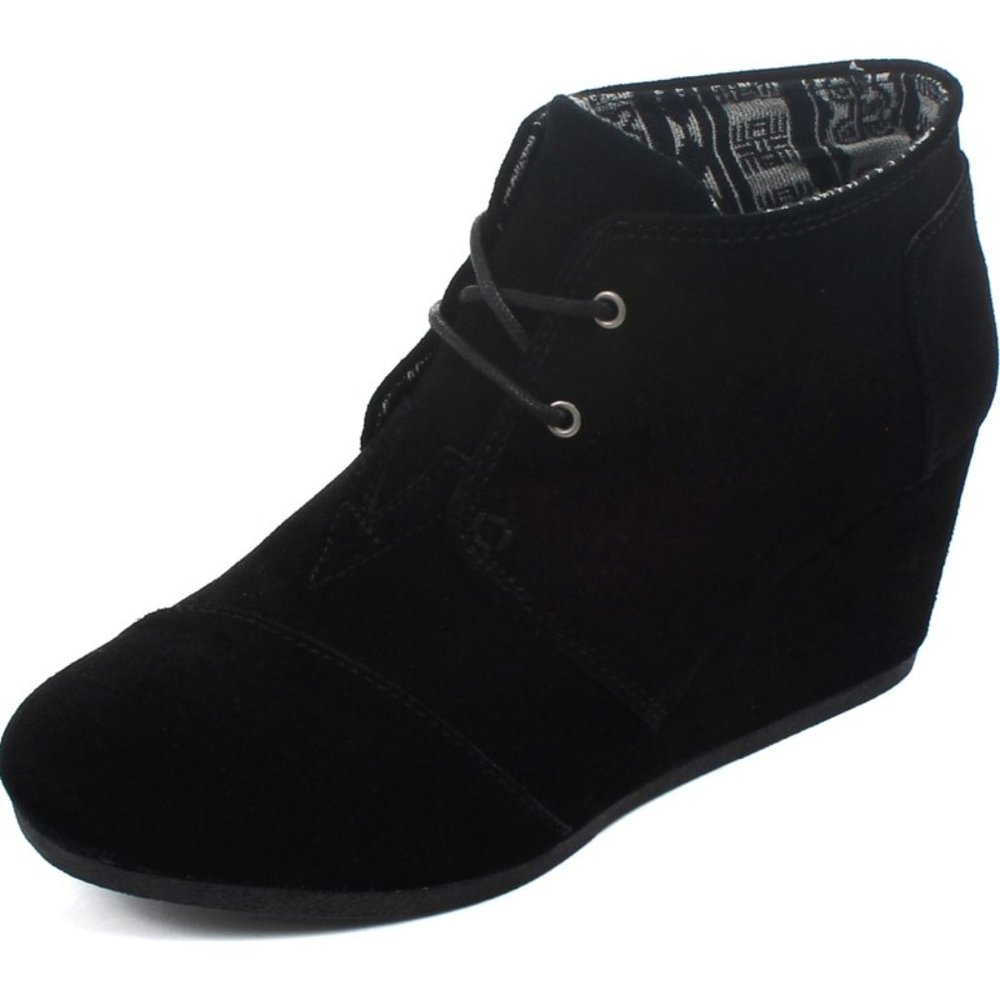 Toms Black Suede Desert Wedge